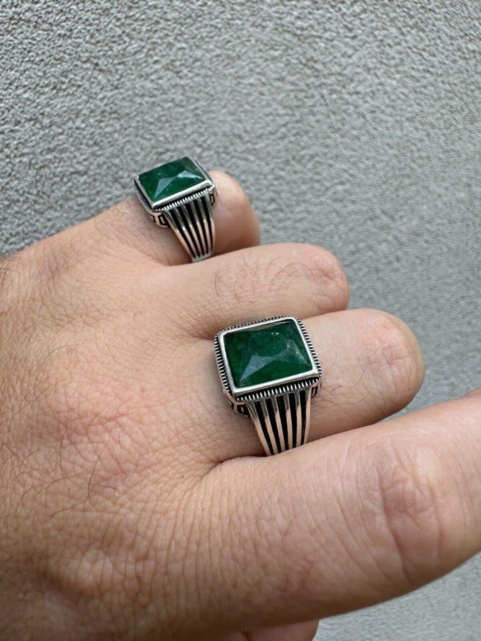 Royalty Ring - 925 Silver Mens Emerald Ring – Harlembling