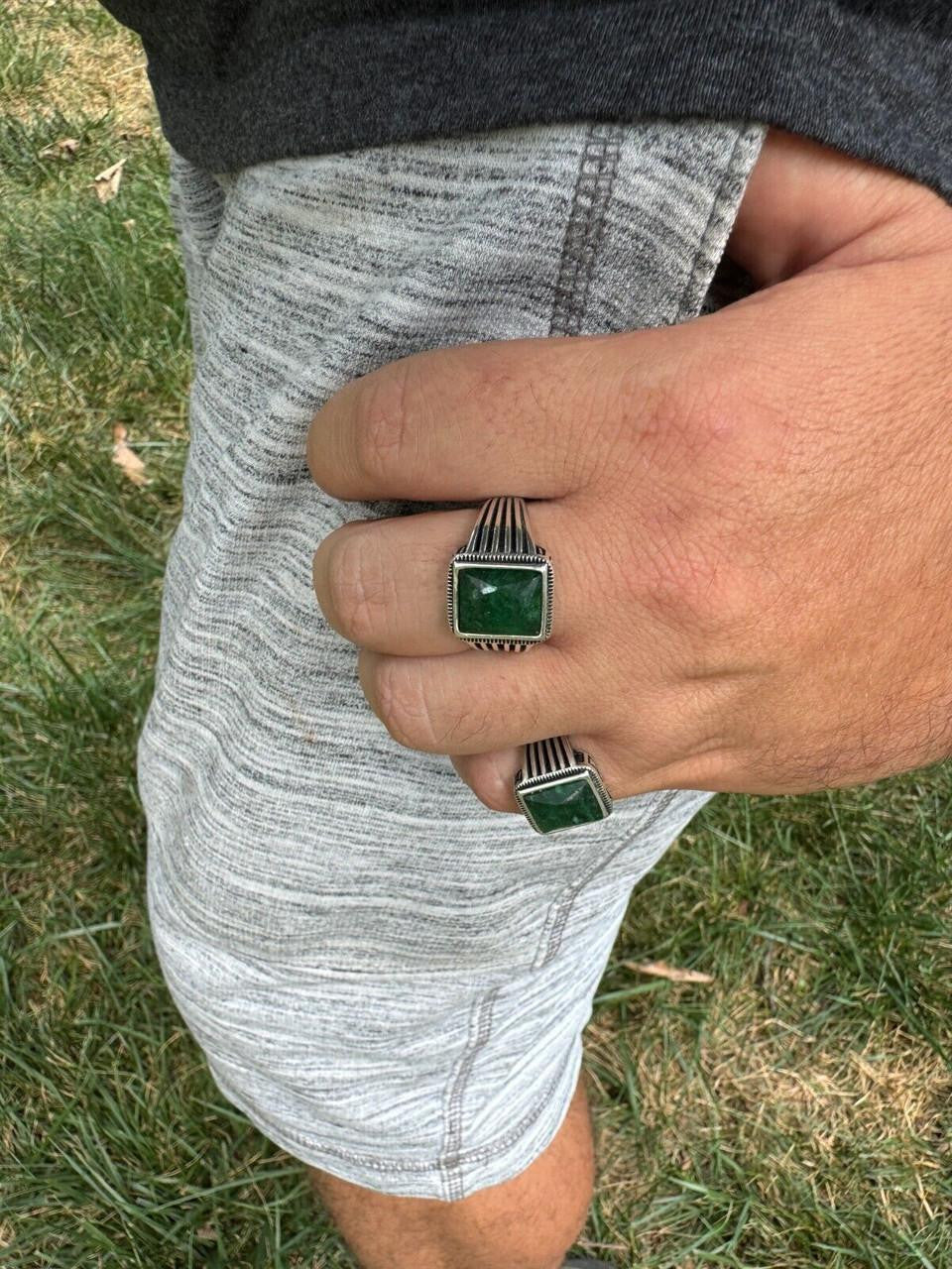 HarlemBling Royalty Ring - 925 Silver - Genuine Green Emerald Stone