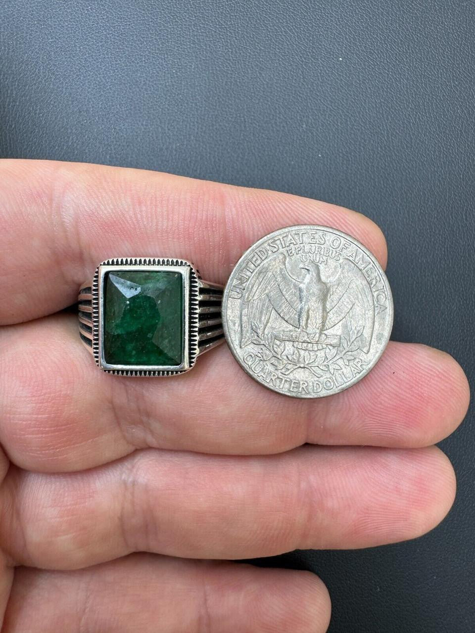 HarlemBling Royalty Ring - 925 Silver - Genuine Green Emerald Stone