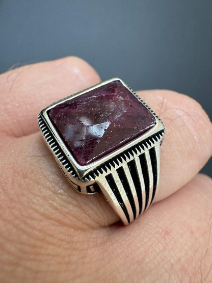 HarlemBling Royalty Ring - 925 Silver - Genuine Red Ruby Stone