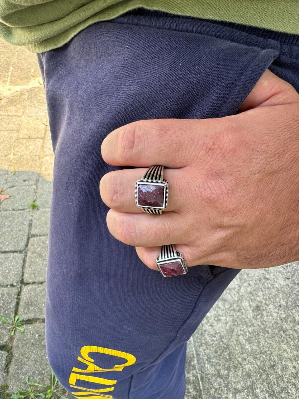 HarlemBling Royalty Ring - 925 Silver - Genuine Red Ruby Stone