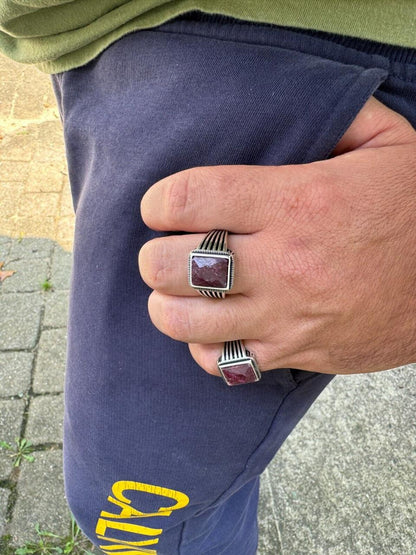 HarlemBling Royalty Ring - 925 Silver - Genuine Red Ruby Stone