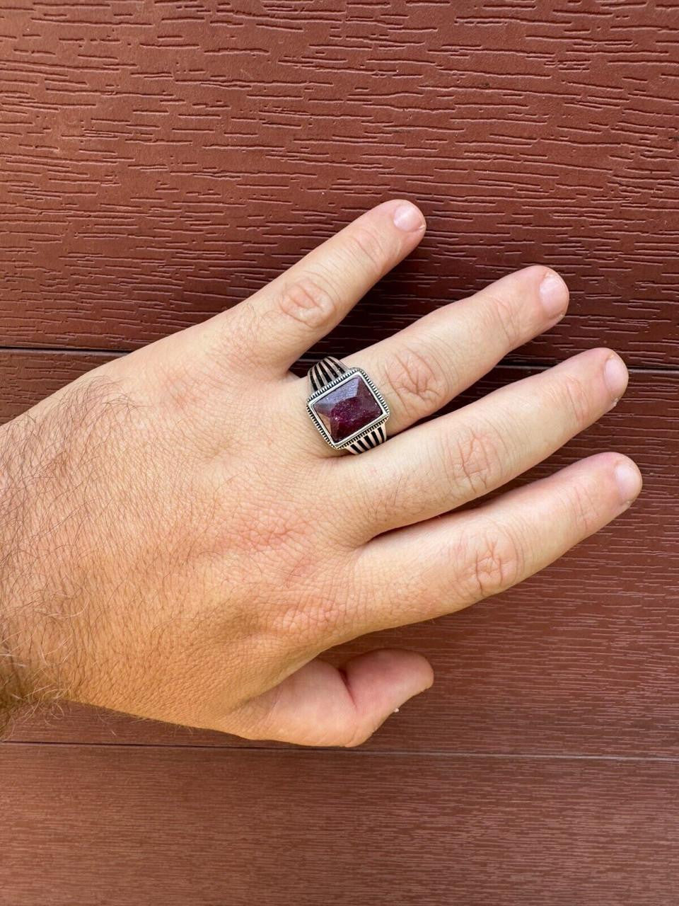 HarlemBling Royalty Ring - 925 Silver - Genuine Red Ruby Stone