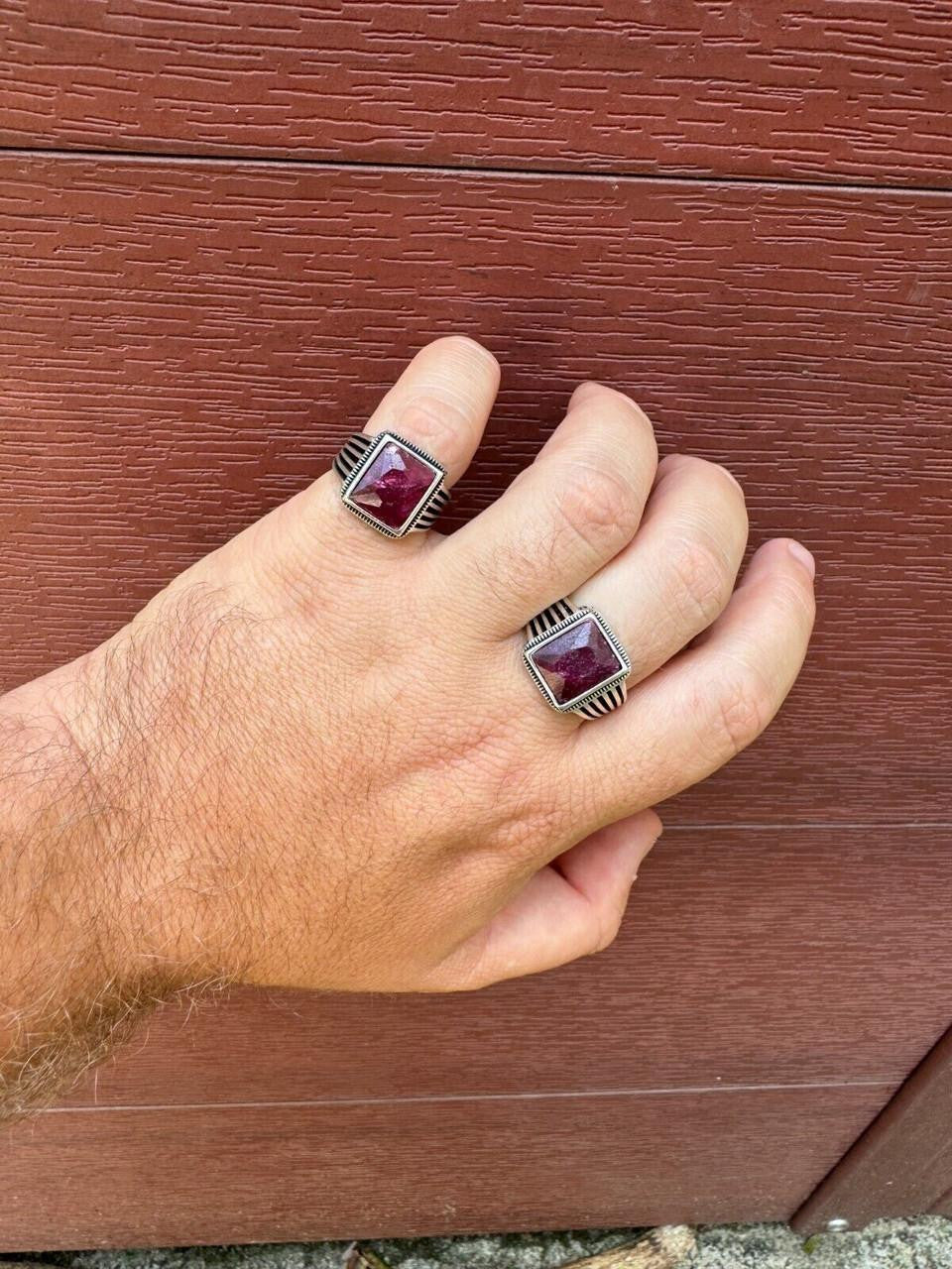 HarlemBling Royalty Ring - 925 Silver - Genuine Red Ruby Stone