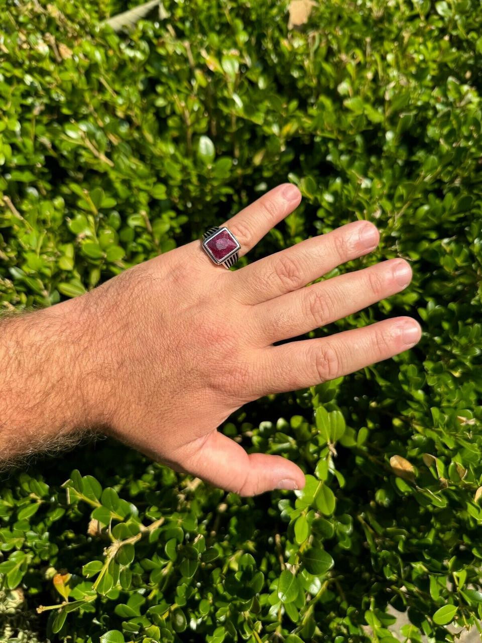 HarlemBling Royalty Ring - 925 Silver - Genuine Red Ruby Stone