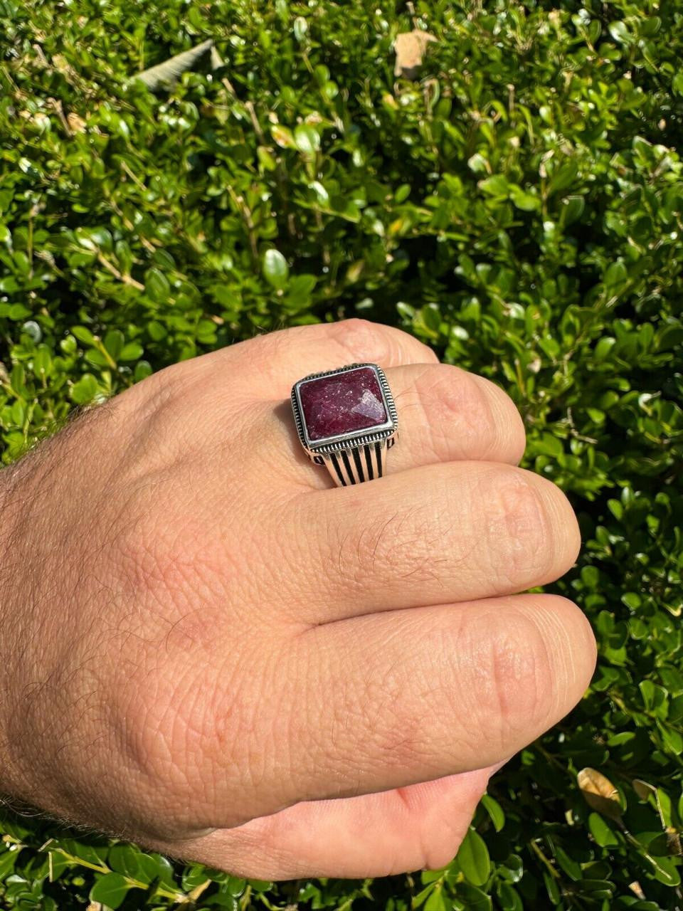 HarlemBling Royalty Ring - 925 Silver - Genuine Red Ruby Stone