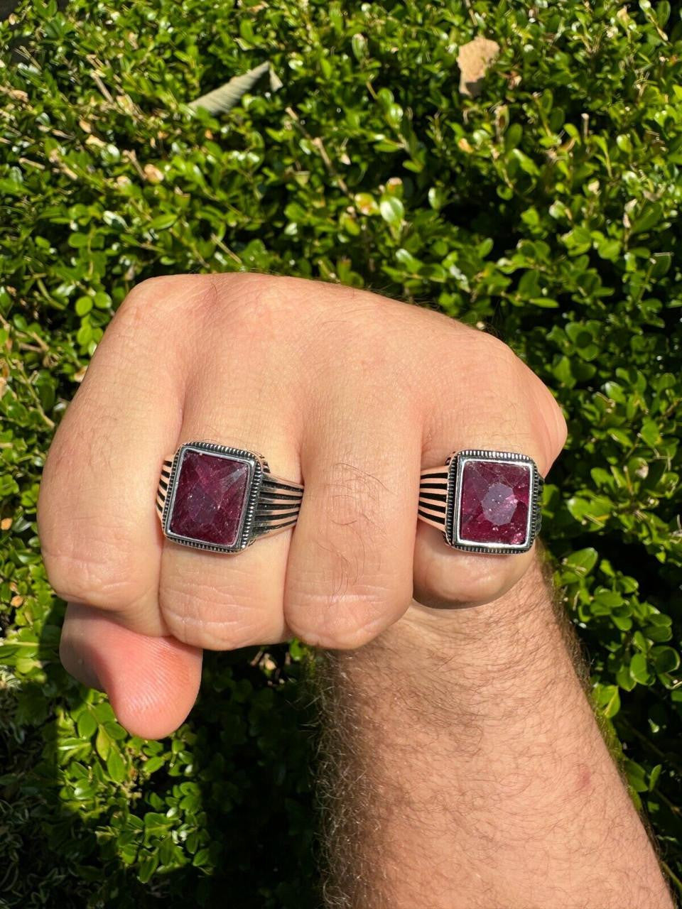 HarlemBling Royalty Ring - 925 Silver - Genuine Red Ruby Stone