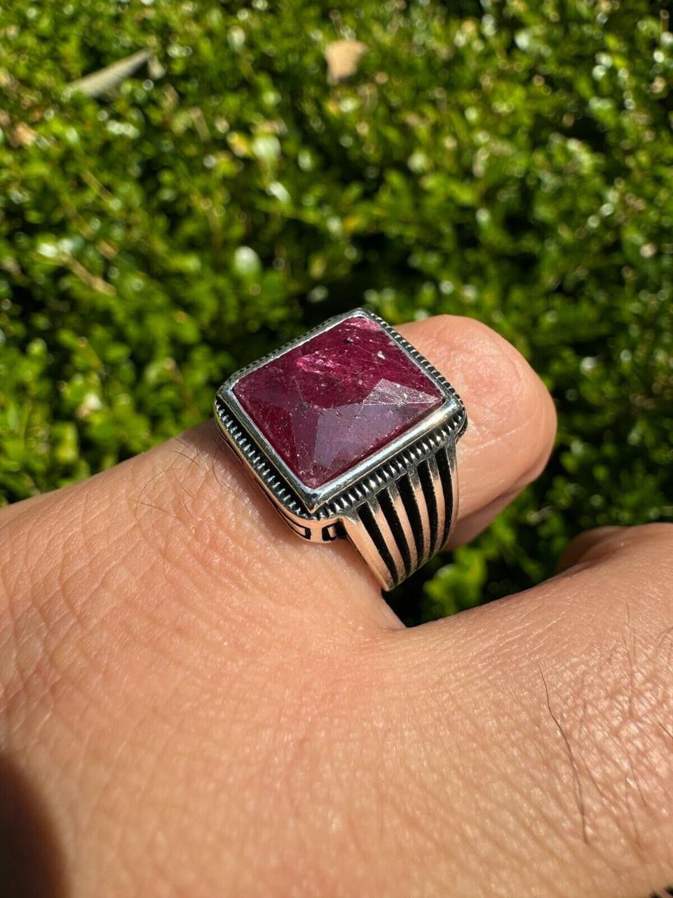 HarlemBling Royalty Ring - 925 Silver - Genuine Red Ruby Stone