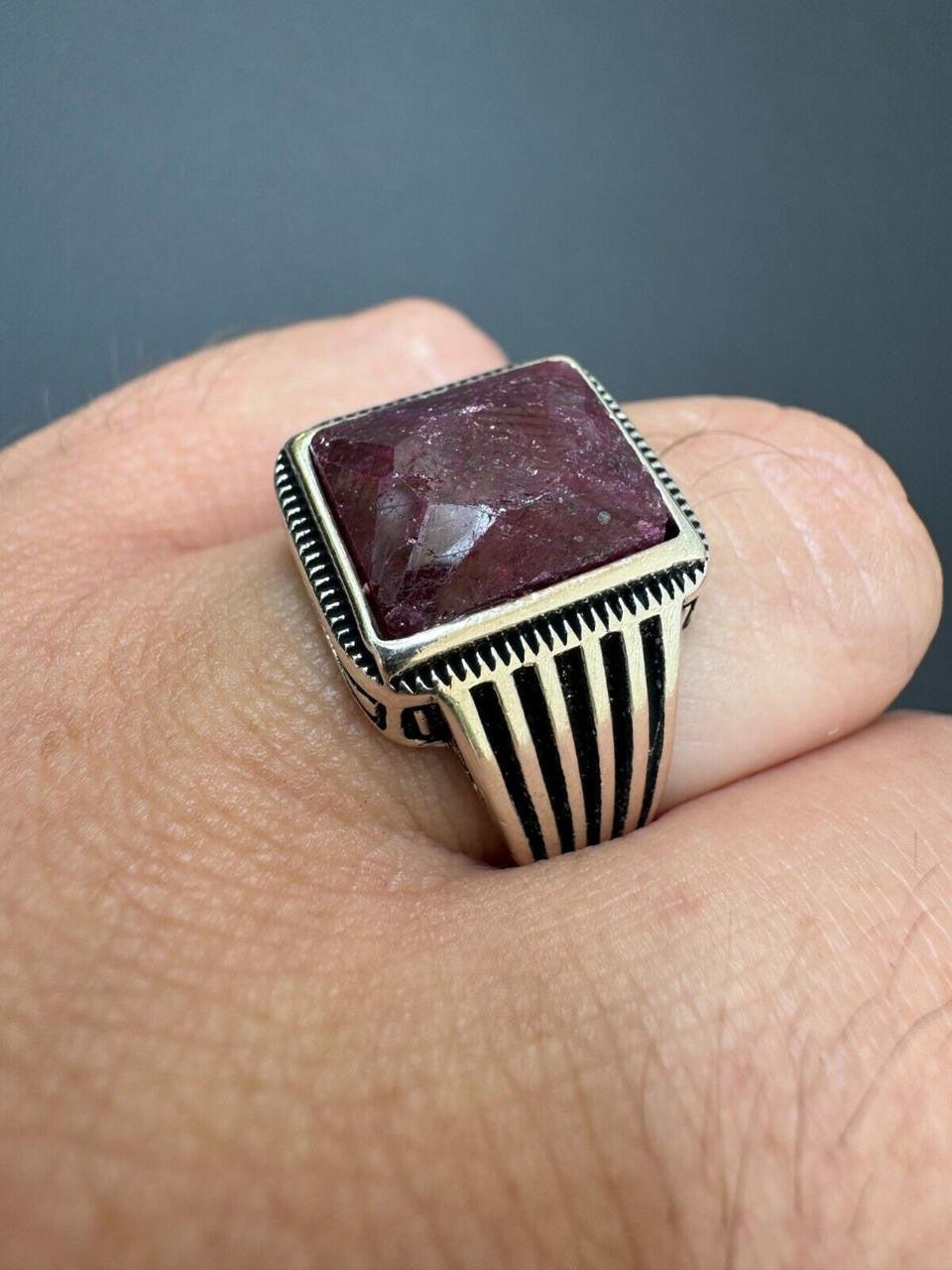 HarlemBling Royalty Ring - 925 Silver - Genuine Red Ruby Stone