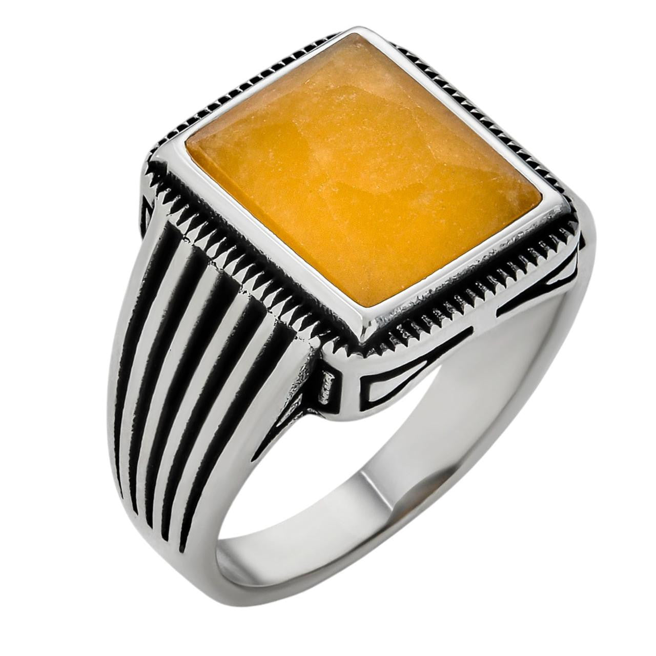 HarlemBling Royalty Ring - 925 Silver - Genuine Yellow Sapphire Stone