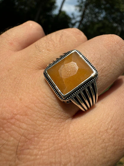 HarlemBling Royalty Ring - 925 Silver - Genuine Yellow Sapphire Stone