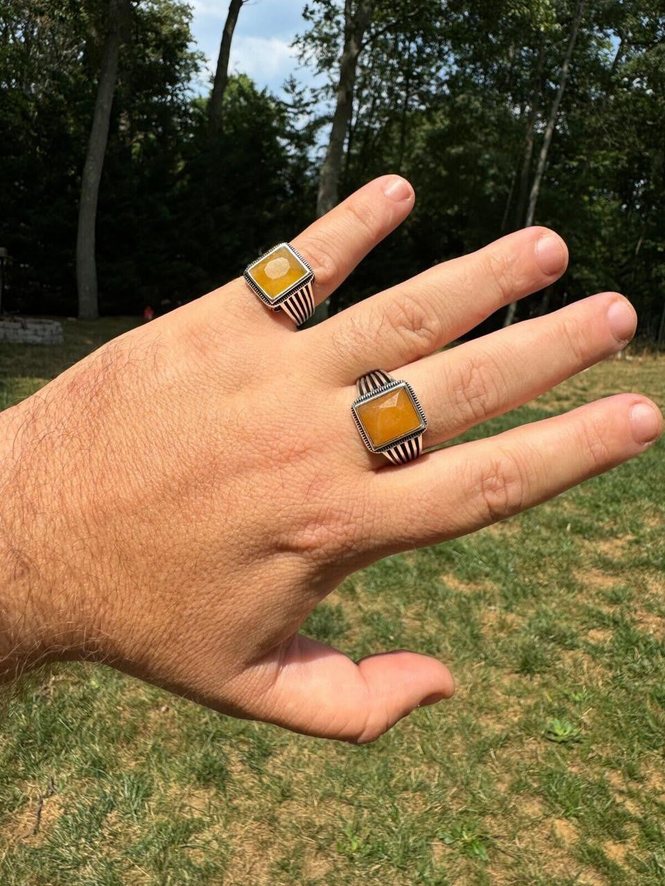 HarlemBling Royalty Ring - 925 Silver - Genuine Yellow Sapphire Stone