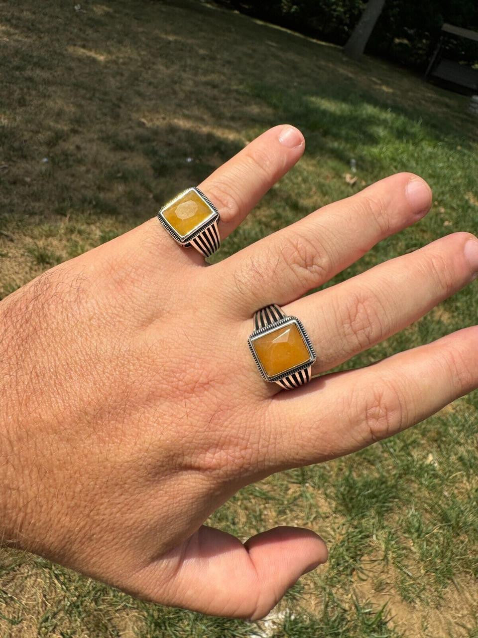 HarlemBling Royalty Ring - 925 Silver - Genuine Yellow Sapphire Stone