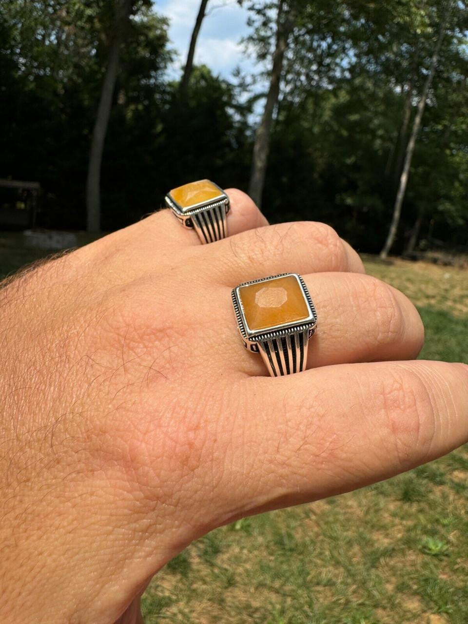 HarlemBling Royalty Ring - 925 Silver - Genuine Yellow Sapphire Stone