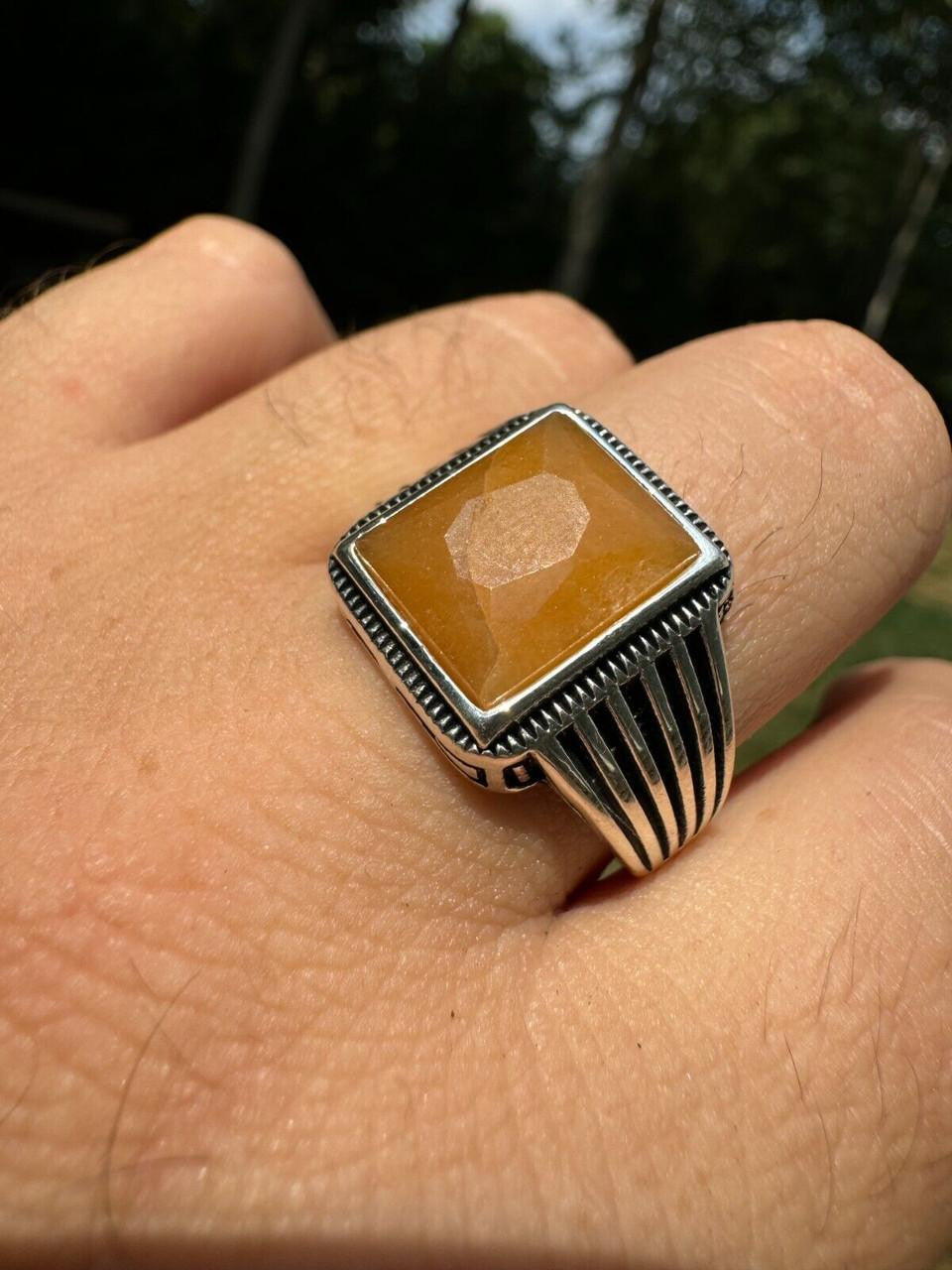 HarlemBling Royalty Ring - 925 Silver - Genuine Yellow Sapphire Stone