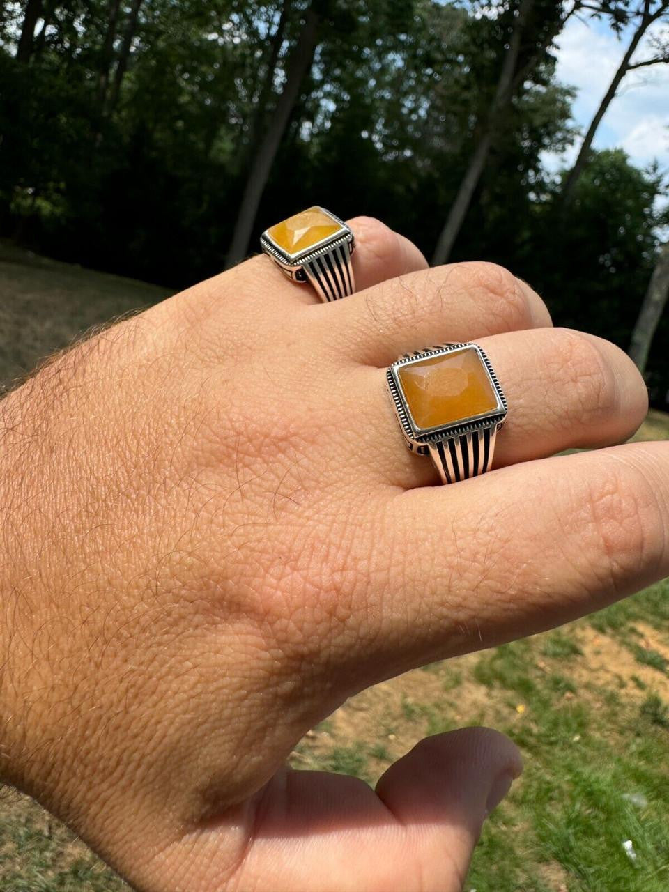 HarlemBling Royalty Ring - 925 Silver - Genuine Yellow Sapphire Stone