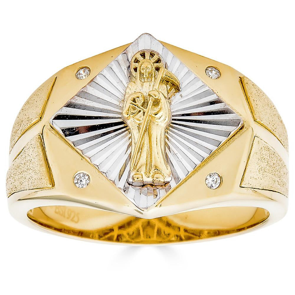 HarlemBling Santa Muerte Death Ring - 14k Gold Vermeil 925 Silver Two Tone