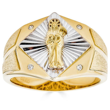 HarlemBling Santa Muerte Death Ring - 14k Gold Vermeil 925 Silver Two Tone