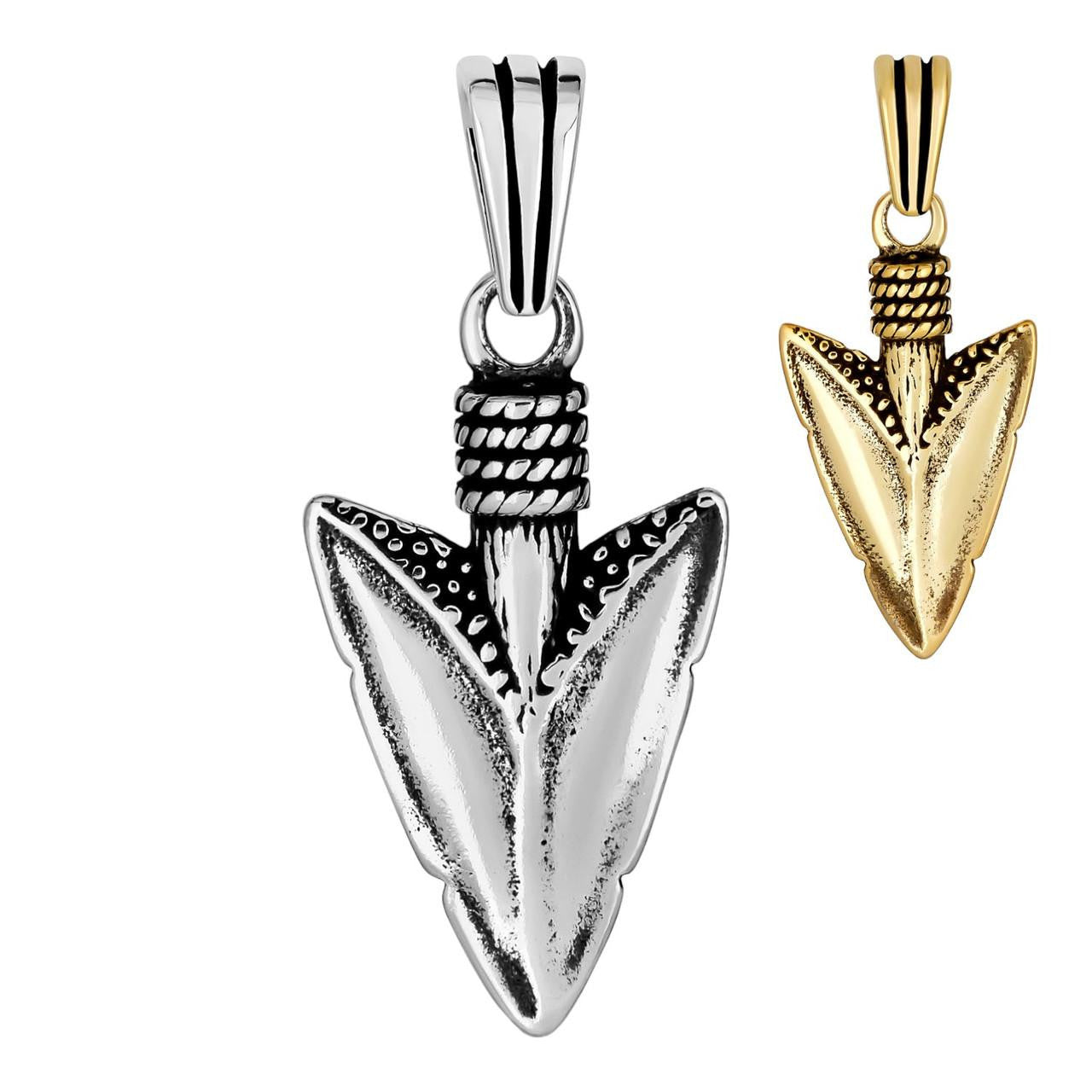 HarlemBling Shark Tooth Spear Head Pendant - 14k Gold Vermeil Or Oxidized 925 Silver - Small 1.5"