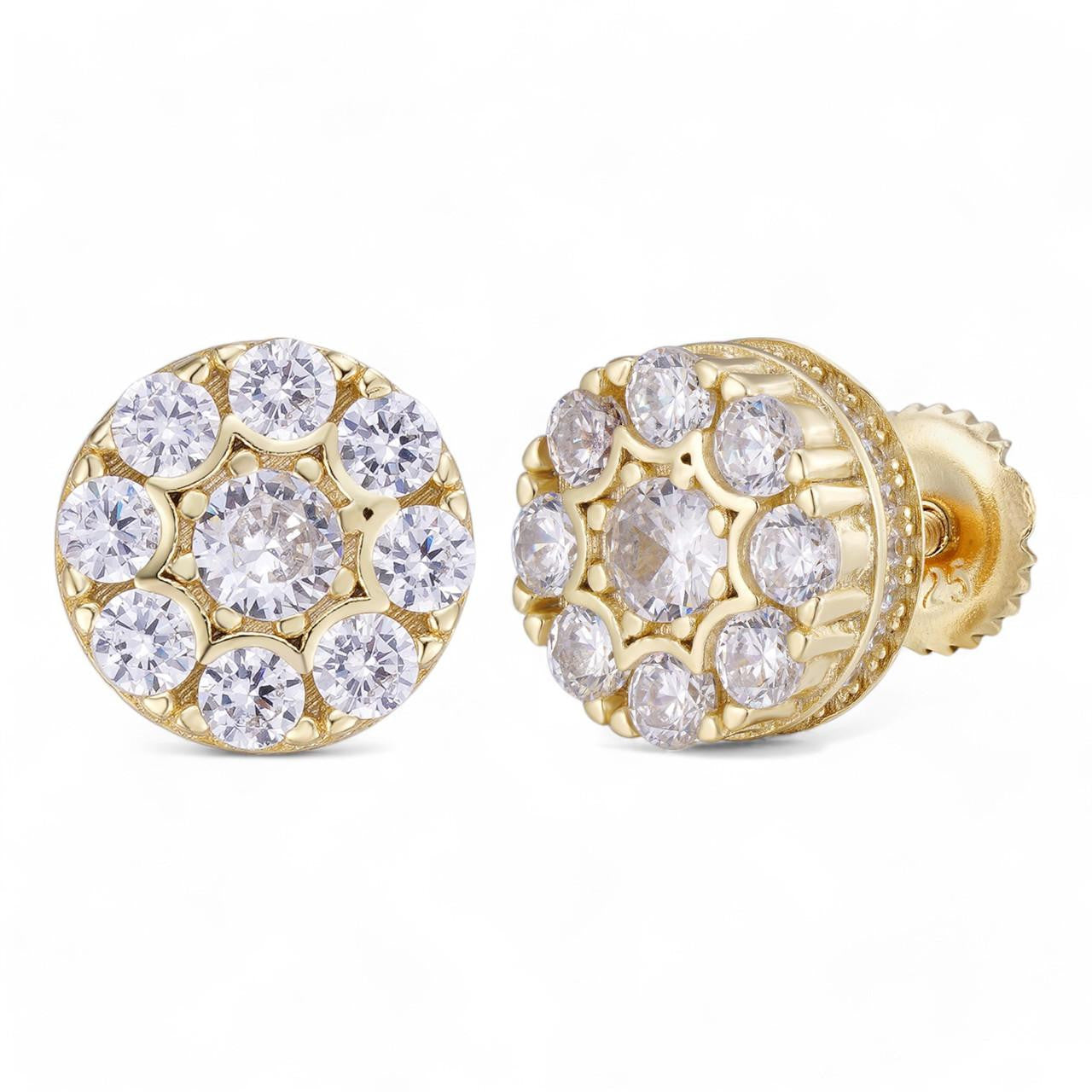 HarlemBling Shine Bright Bust Down Earrings - 14k Gold Vermeil 925 Silver - CZ Stones - 10mm