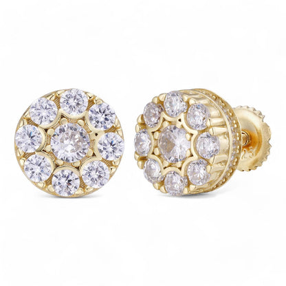 HarlemBling Shine Bright Bust Down Earrings - 14k Gold Vermeil 925 Silver - CZ Stones - 10mm