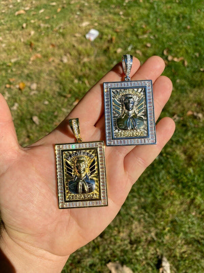 HarlemBling Silver and Gold Iced Jesus Malverde Chain Pendant