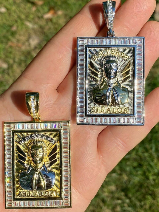 HarlemBling Silver and Gold Iced Jesus Malverde Chain Pendant