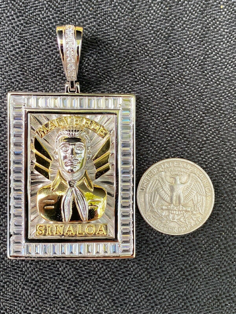 HarlemBling Silver and Gold Iced Jesus Malverde Chain Pendant