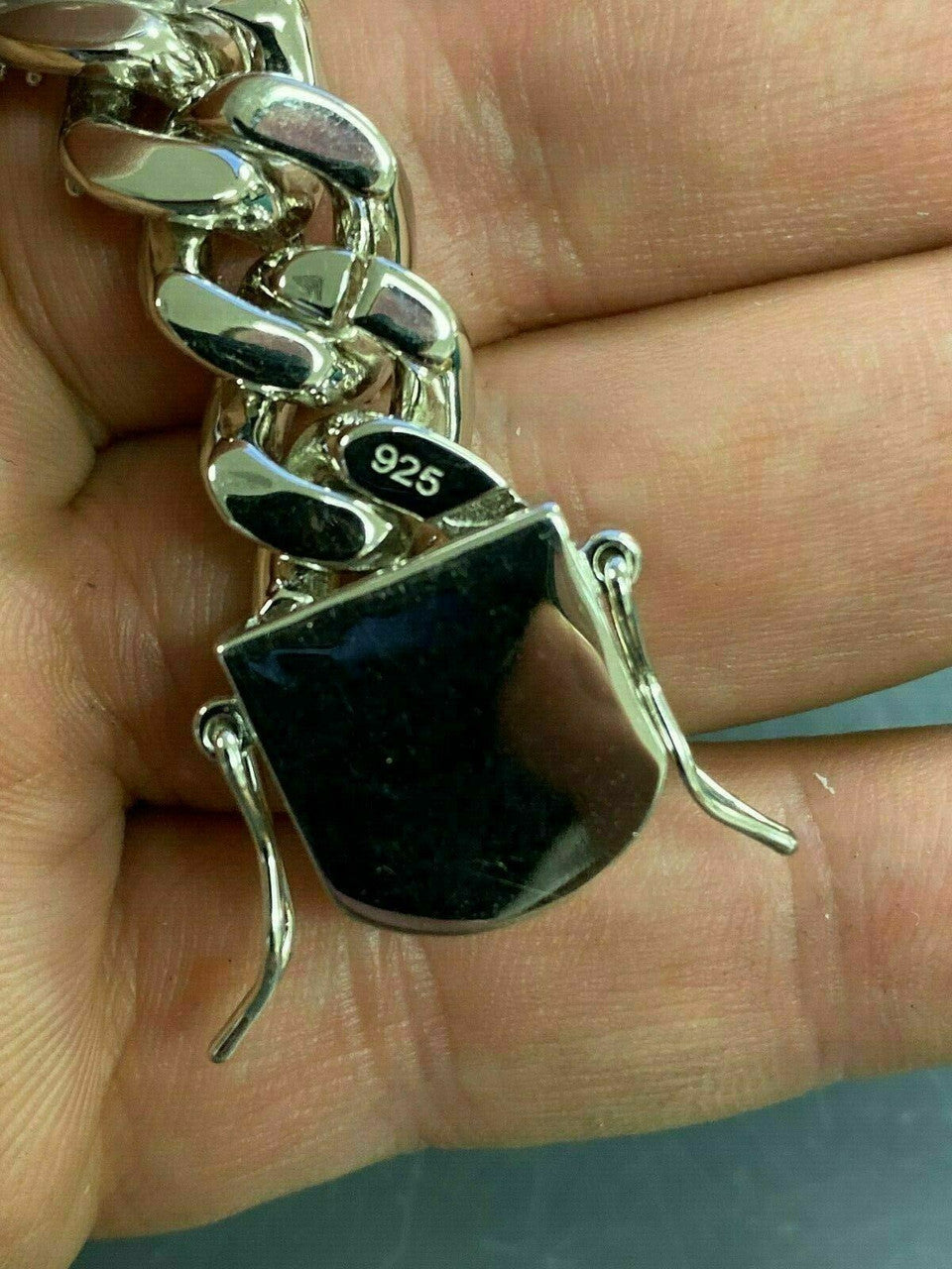 HarlemBling Silver Mens Miami Cuban Bracelet Real Iced Moissanite Pass Diamond Tester HEAVY