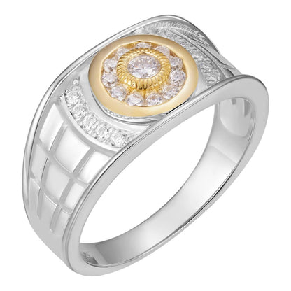 HarlemBling Simple Ring Harlembling Classic Since 2015 - 925 Silver Two Tone W. Gold - CZ Stones