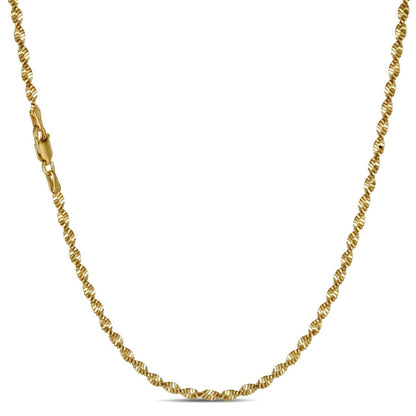 HarlemBling Singapore Rope Chain Necklace - 14k Gold Vermeil 925 Sterling Silver - 14"-30" - 2.5mm