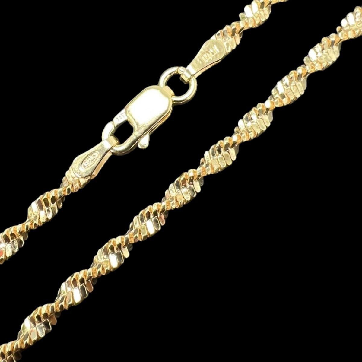HarlemBling Singapore Rope Chain Necklace - 14k Gold Vermeil 925 Sterling Silver - 14"-30" - 2.5mm
