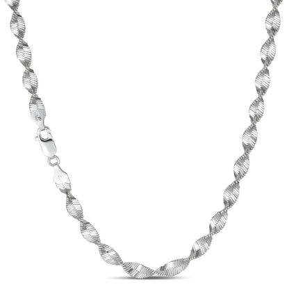 HarlemBling Singapore Rope Chain Necklace - 925 Sterling Silver - 14"-28" - 6mm