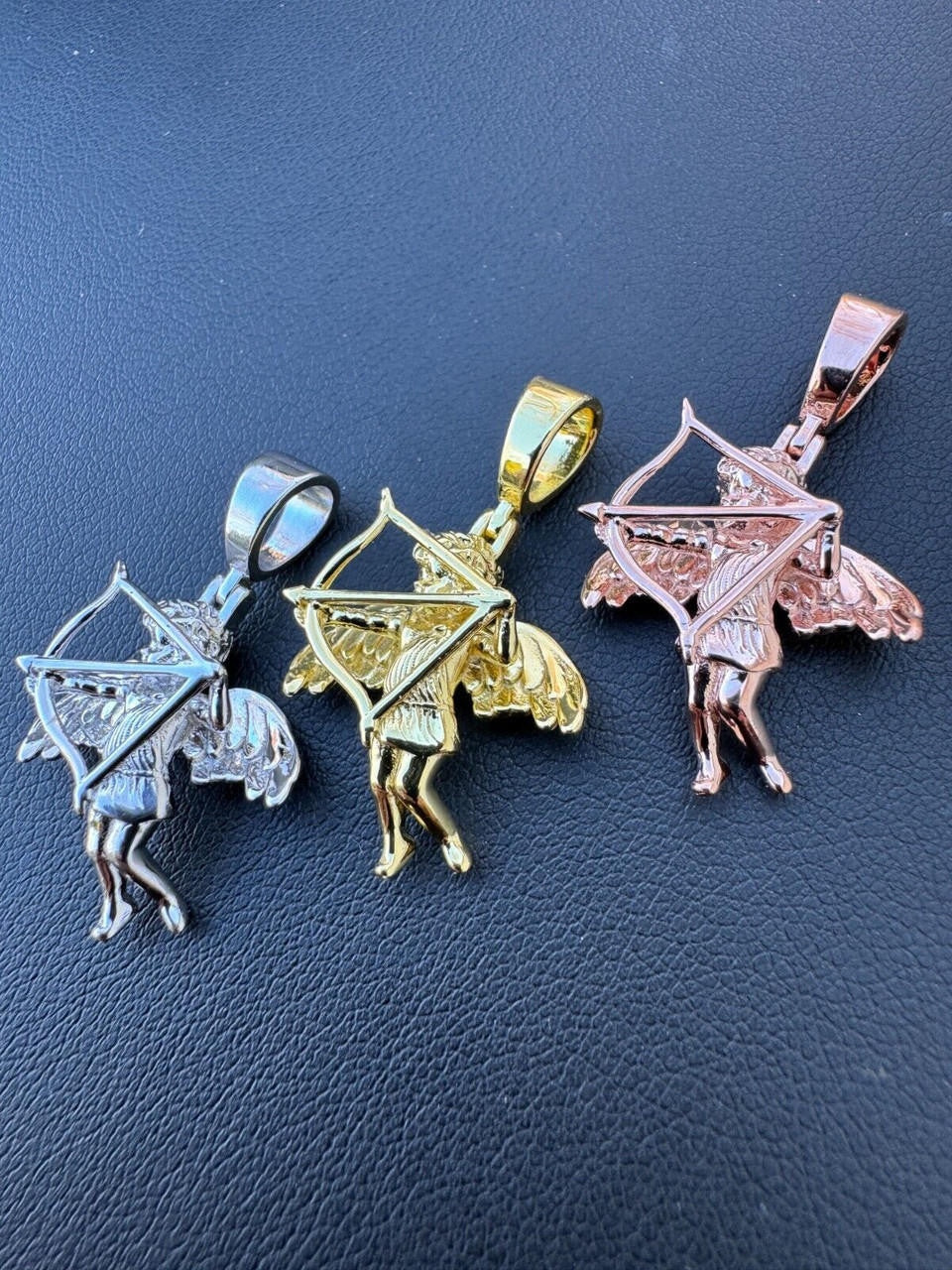 HarlemBling Small Cupid W. Bow & Arrow Cherub Pendant 925 Silver Love Angel Pendant Necklace