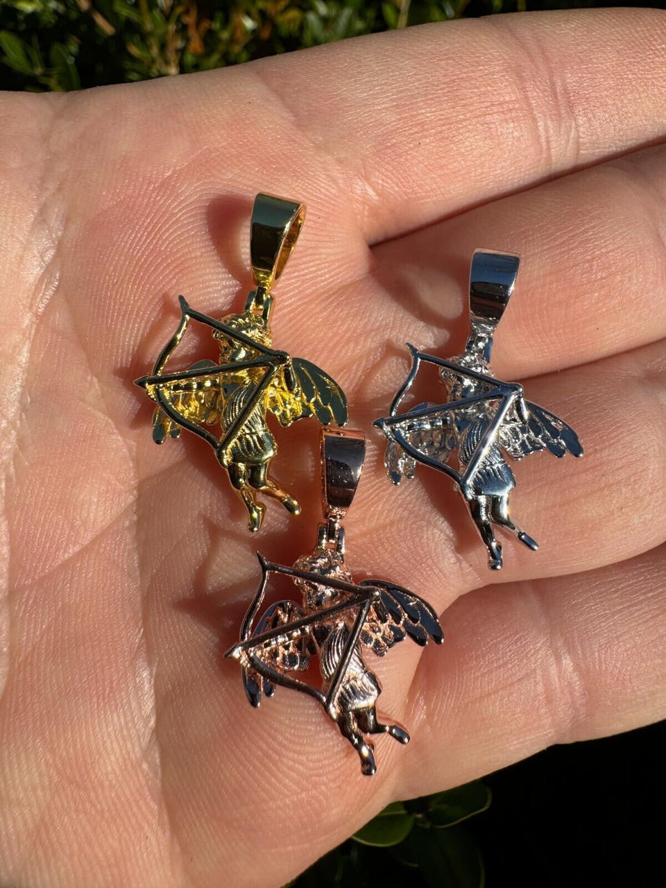 HarlemBling Small Cupid W. Bow & Arrow Cherub Pendant 925 Silver Love Angel Pendant Necklace