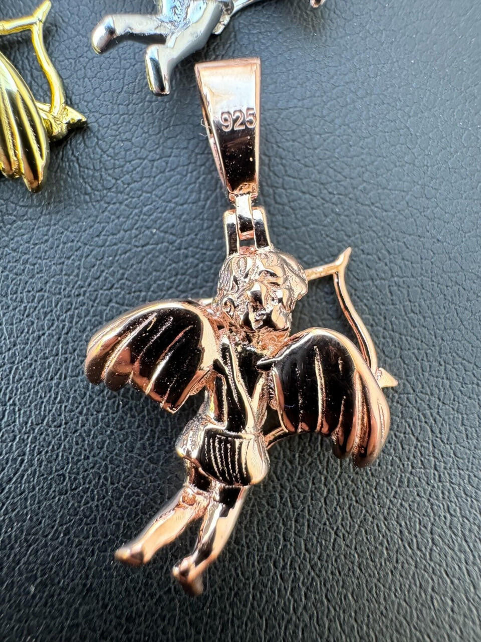 HarlemBling Small Cupid W. Bow & Arrow Cherub Pendant 925 Silver Love Angel Pendant Necklace