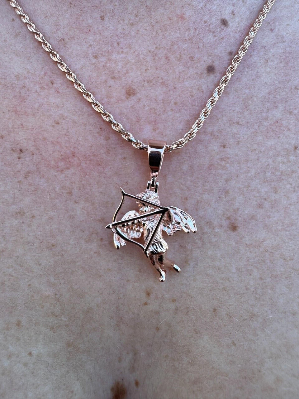 HarlemBling Small Cupid W. Bow & Arrow Cherub Pendant 925 Silver Love Angel Pendant Necklace