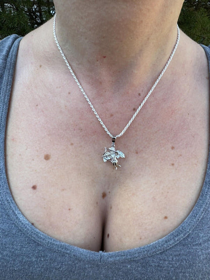 HarlemBling Small Cupid W. Bow & Arrow Cherub Pendant 925 Silver Love Angel Pendant Necklace