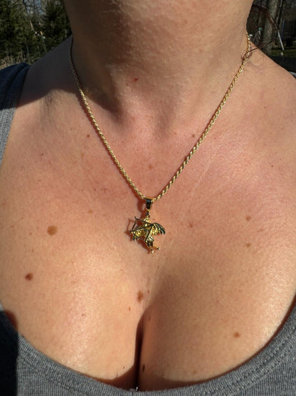 HarlemBling Small Cupid W. Bow & Arrow Cherub Pendant 925 Silver Love Angel Pendant Necklace