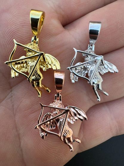HarlemBling Small Cupid W. Bow & Arrow Cherub Pendant 925 Silver Love Angel Pendant Necklace