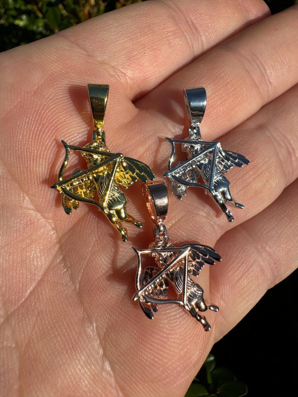 HarlemBling Small Cupid W. Bow & Arrow Cherub Pendant 925 Silver Love Angel Pendant Necklace