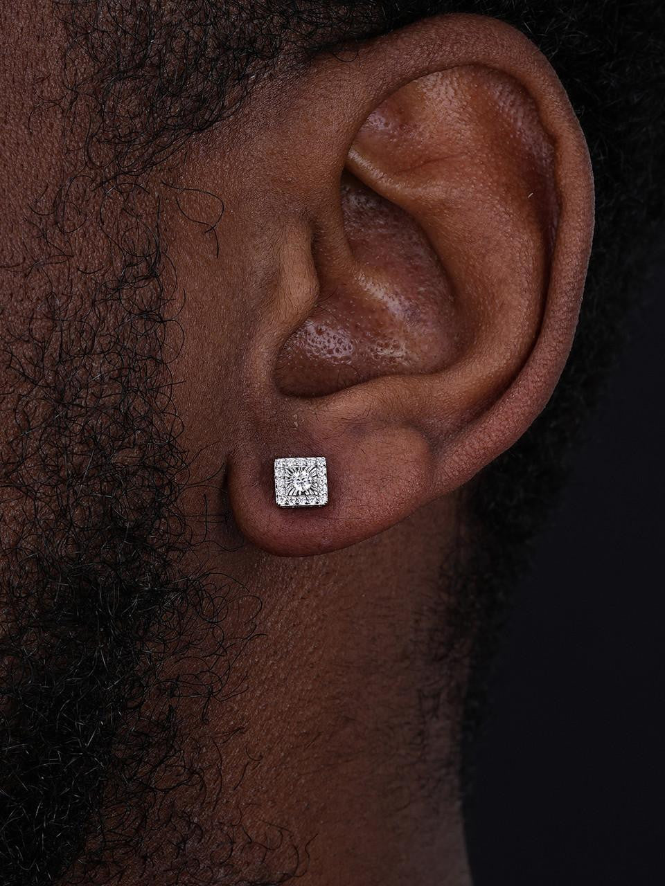 HarlemBling Small Sunburst Iced Out Earrings - 925 Silver - CZ Stones - 6mm