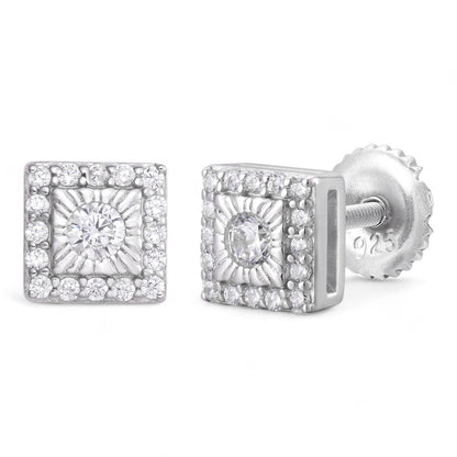 HarlemBling Small Sunburst Iced Out Earrings - 925 Silver - CZ Stones - 6mm