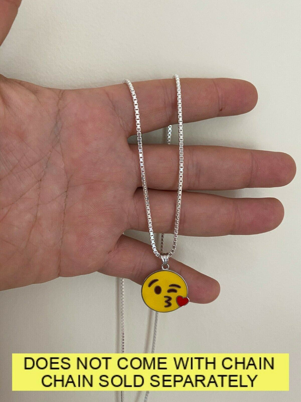 HarlemBling Smiley Blow Kiss Love Emoji Solid 925 Sterling Silver 1 Pendant For Necklace