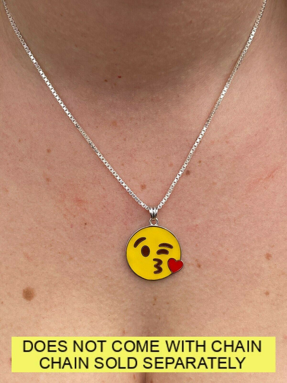 HarlemBling Smiley Blow Kiss Love Emoji Solid 925 Sterling Silver 1 Pendant For Necklace