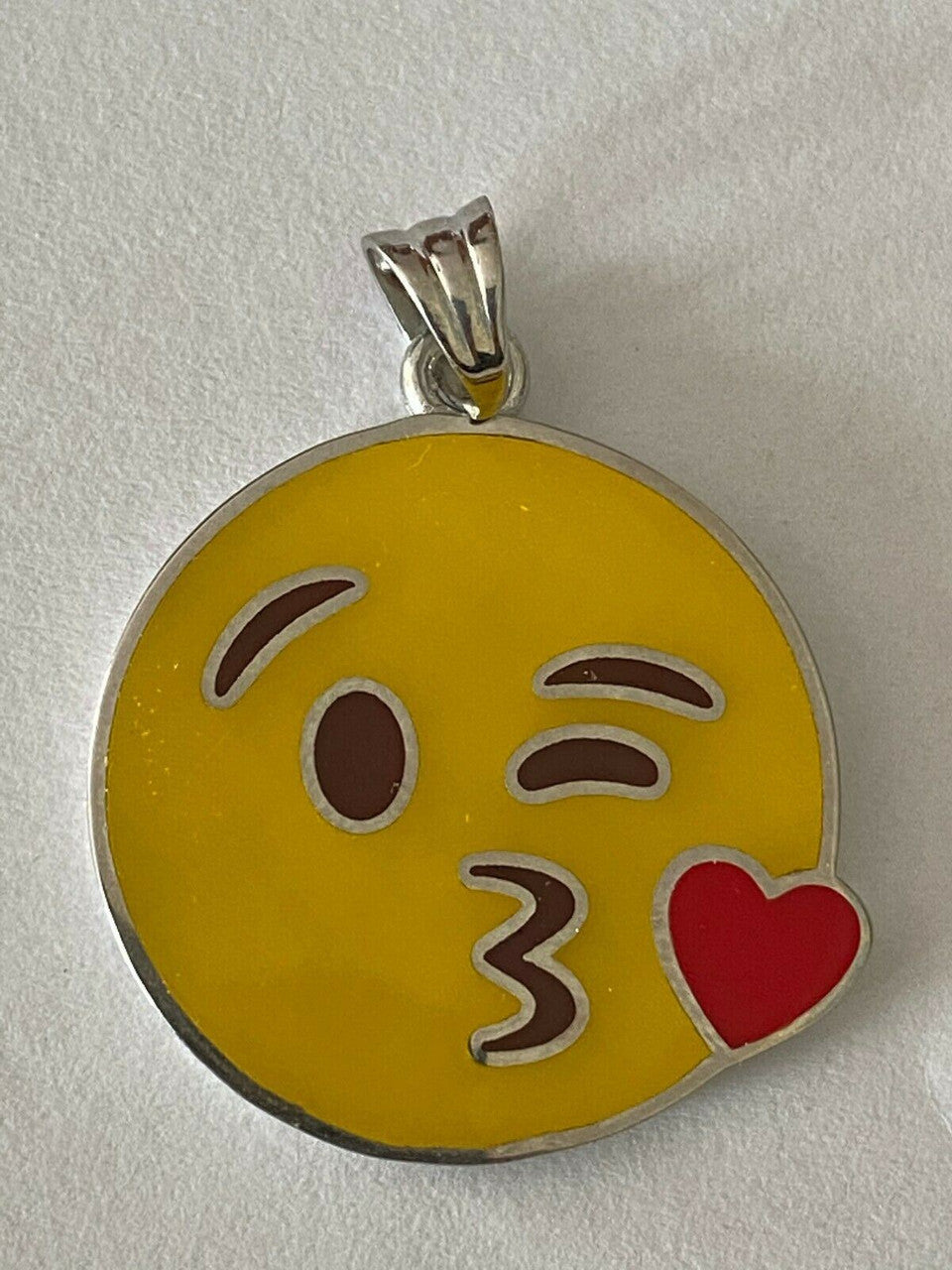 HarlemBling Smiley Blow Kiss Love Emoji Solid 925 Sterling Silver 1 Pendant For Necklace