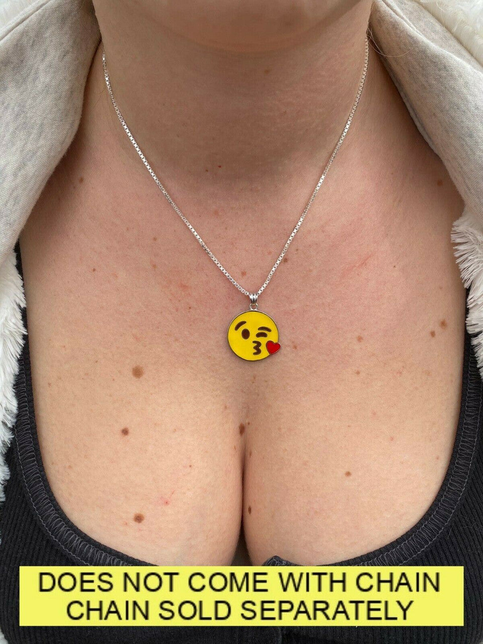 HarlemBling Smiley Blow Kiss Love Emoji Solid 925 Sterling Silver 1 Pendant For Necklace