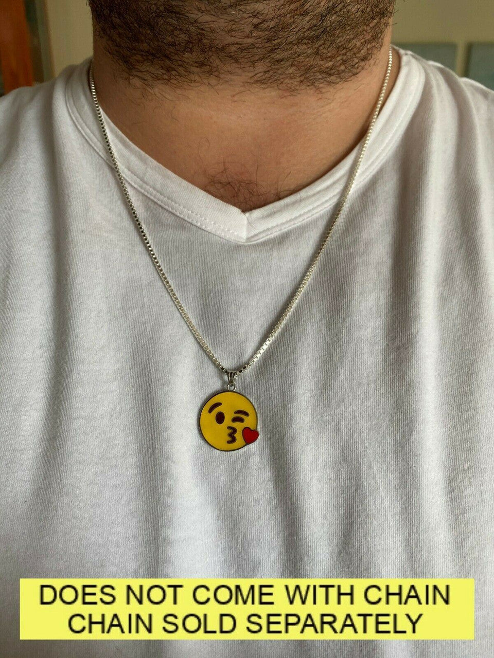 HarlemBling Smiley Blow Kiss Love Emoji Solid 925 Sterling Silver 1 Pendant For Necklace