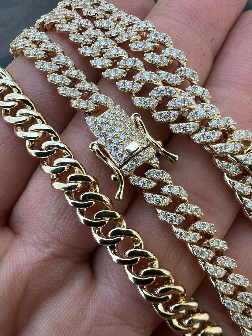 HarlemBling Solid 10k Gold Iced MOISSANITE 6mm Miami Cuban Chain Necklace Pass Diamond Test