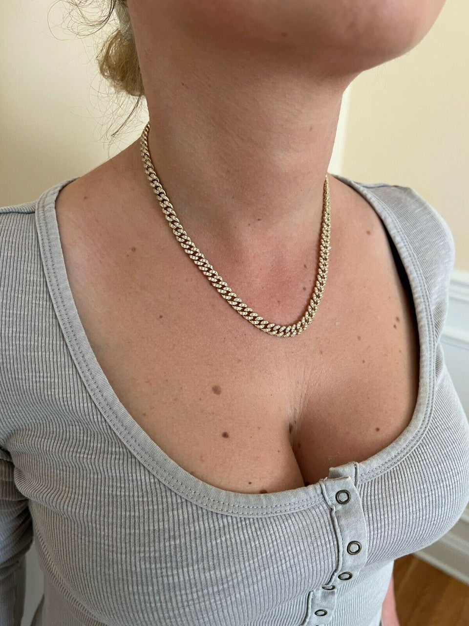 HarlemBling Solid 10k Gold Iced MOISSANITE 6mm Miami Cuban Chain Necklace Pass Diamond Test